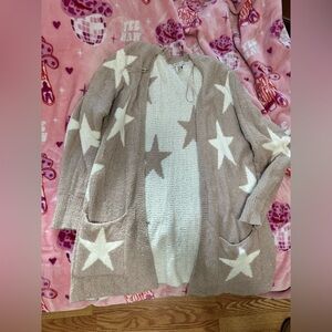 Women's Beige Star Sweater Cardigan
